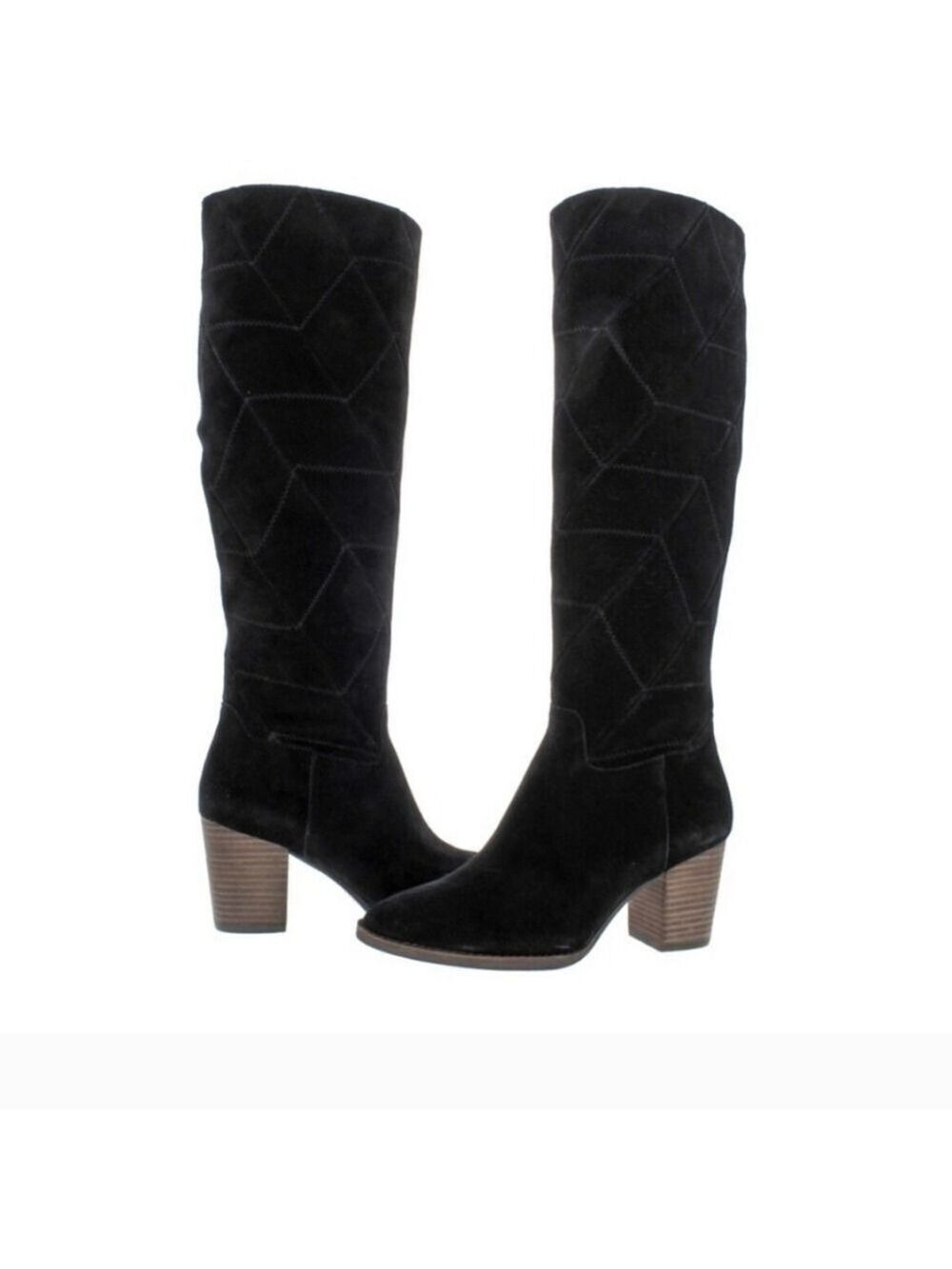 Lucky Brand Black Suede Leather Prouska Heeled Boots 8M - Picture 2 of 15